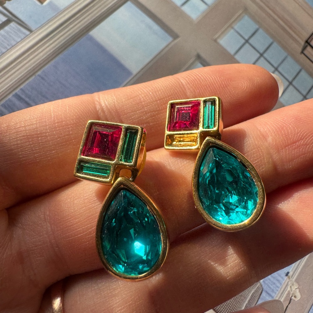 Vintage SWAROVSKI multi-color crystal earrings for pierced ears